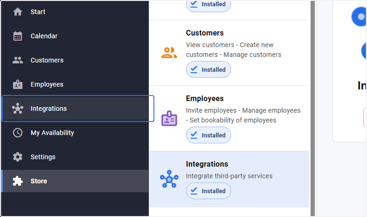 Click on Integrations