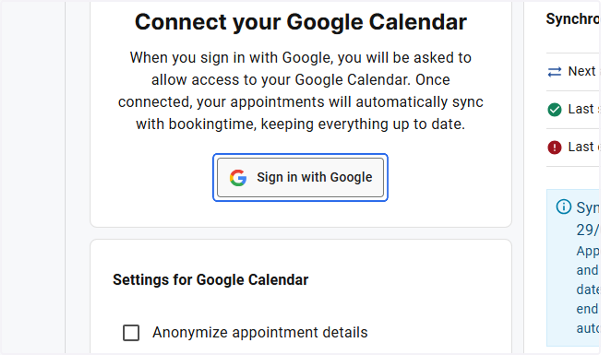 Click on Sign in with Google and follow the prompts