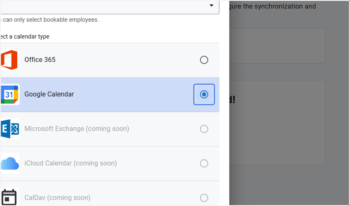 Select Google Calendar