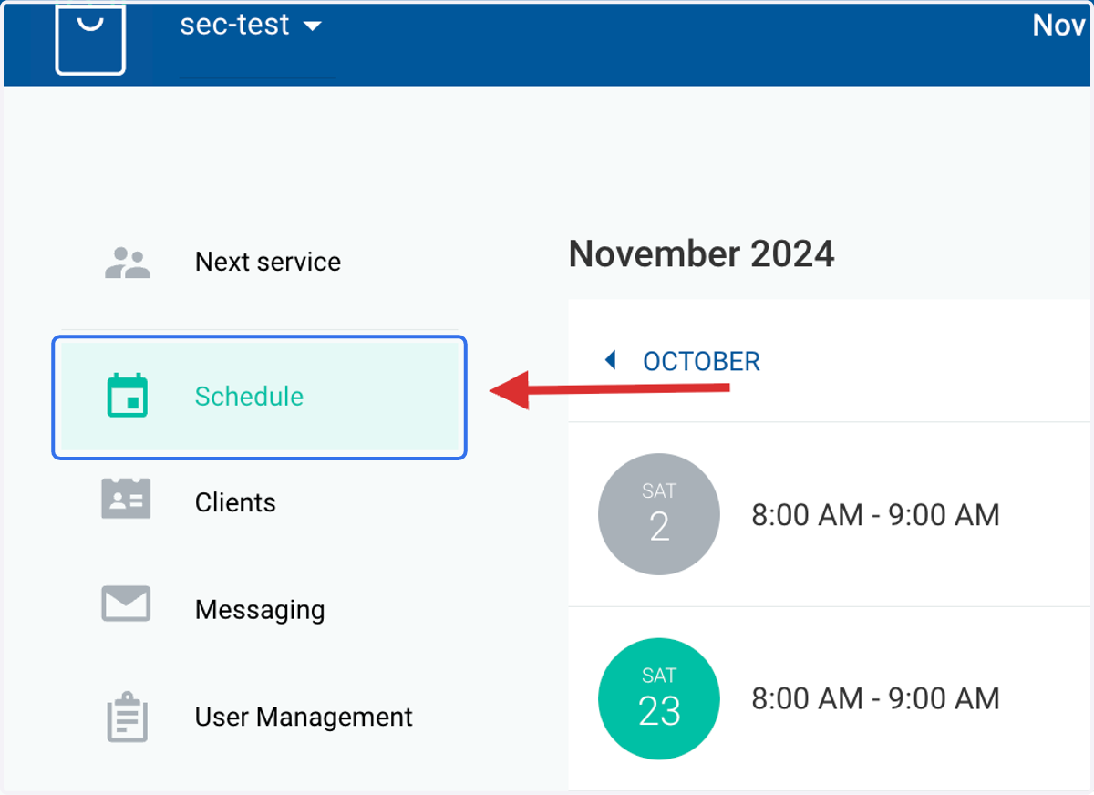 Click on SCHEDULE