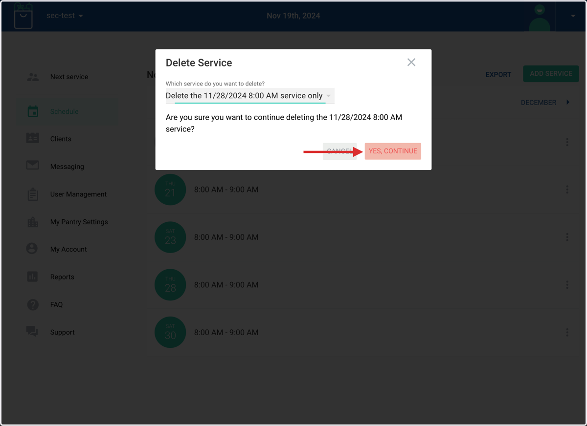 Click on YES, CONTINUE to save