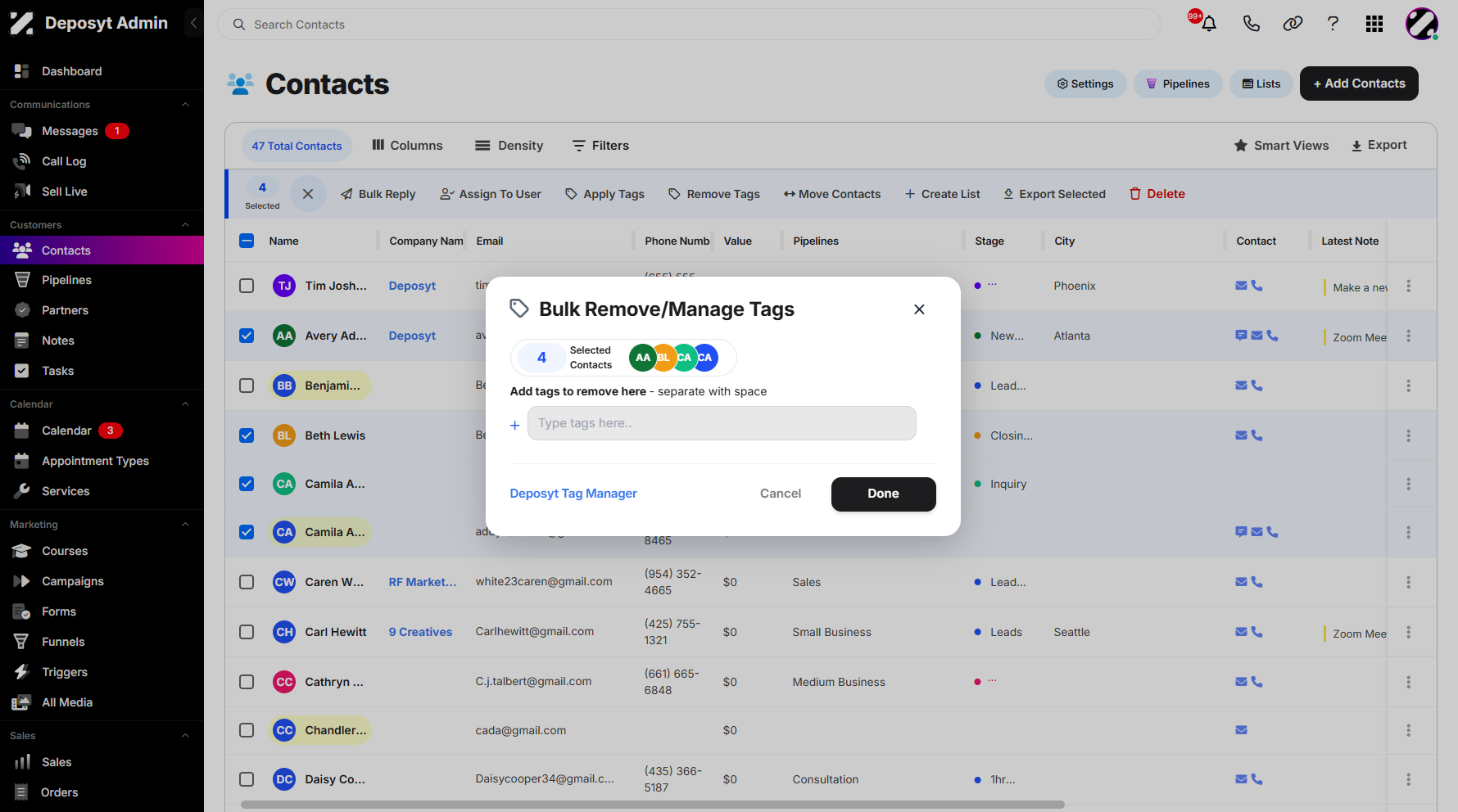 Step 7: Click on the Type Tags Here section to open the dropdown menu. 
