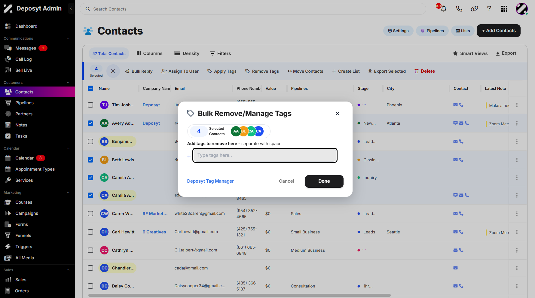 Step 7: Click on the Type Tags Here section to open the dropdown menu.
