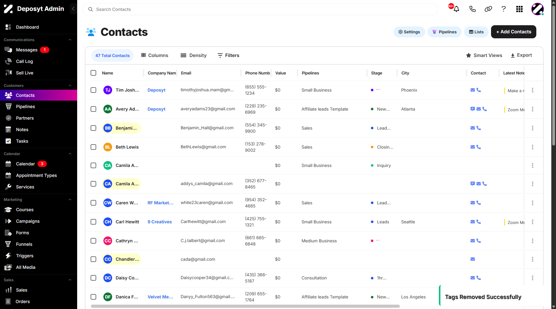Step 10: A notification will appear confirming that your tags were successfully removed.