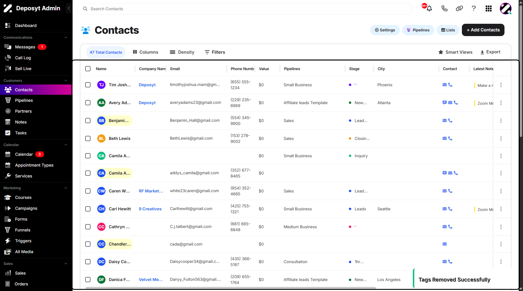 Step 10: A notification will appear confirming that your tags were successfully removed.