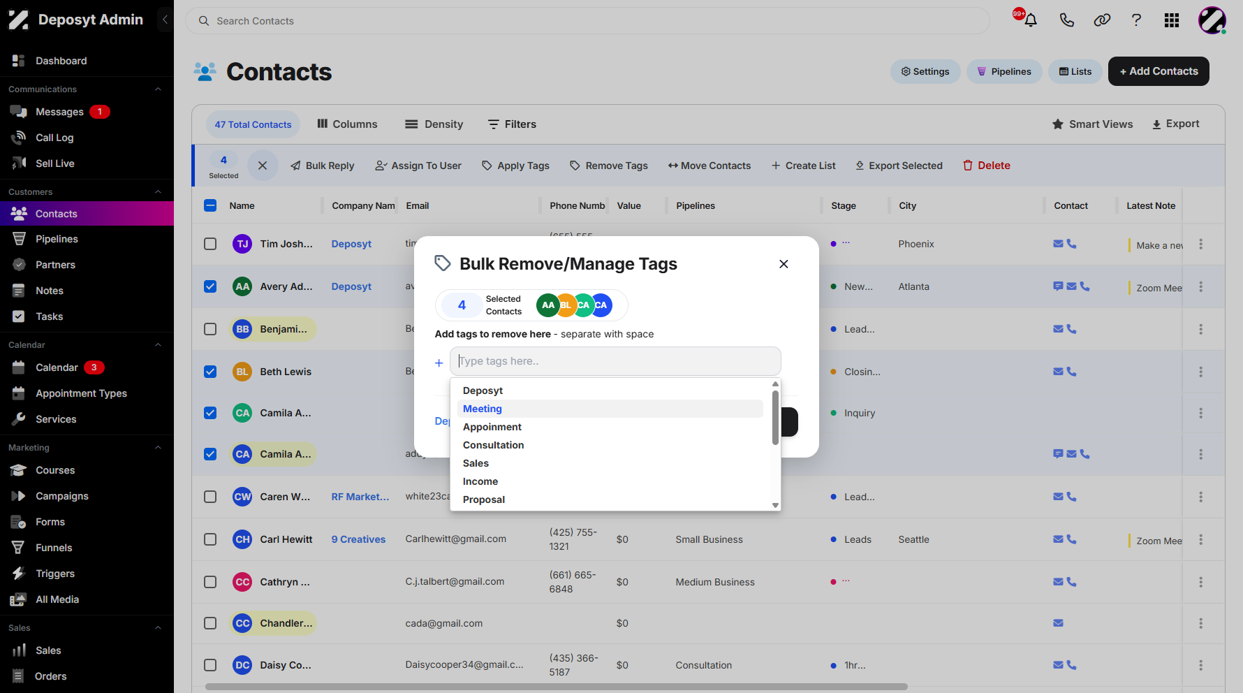 Step 8: Once clicked, all existing tags will be displayed. From here, you can choose the tags you want to remove.