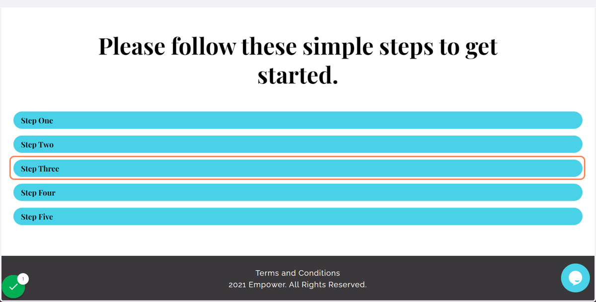 Click on Step Three
