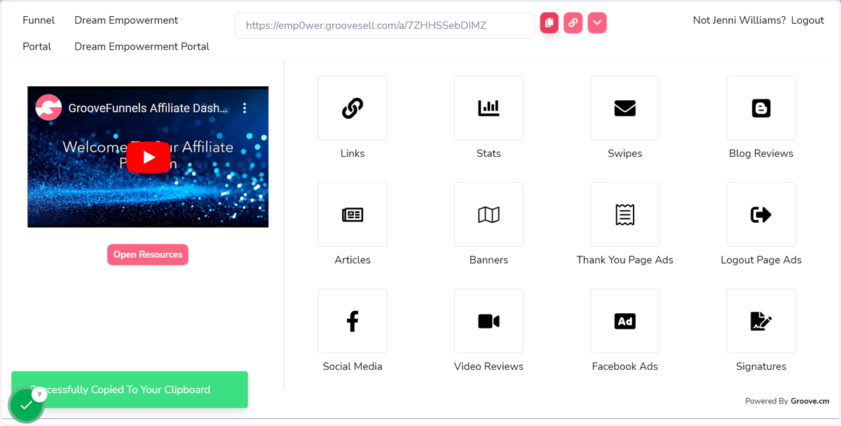 Copy your affiliate link