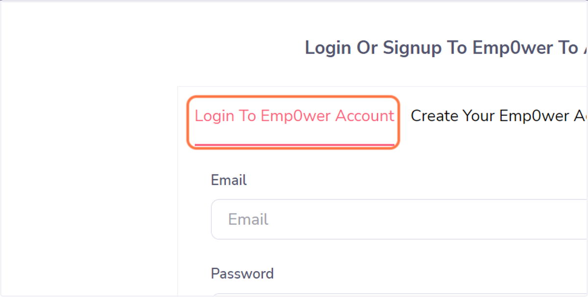 Click on Login To Emp0wer Account