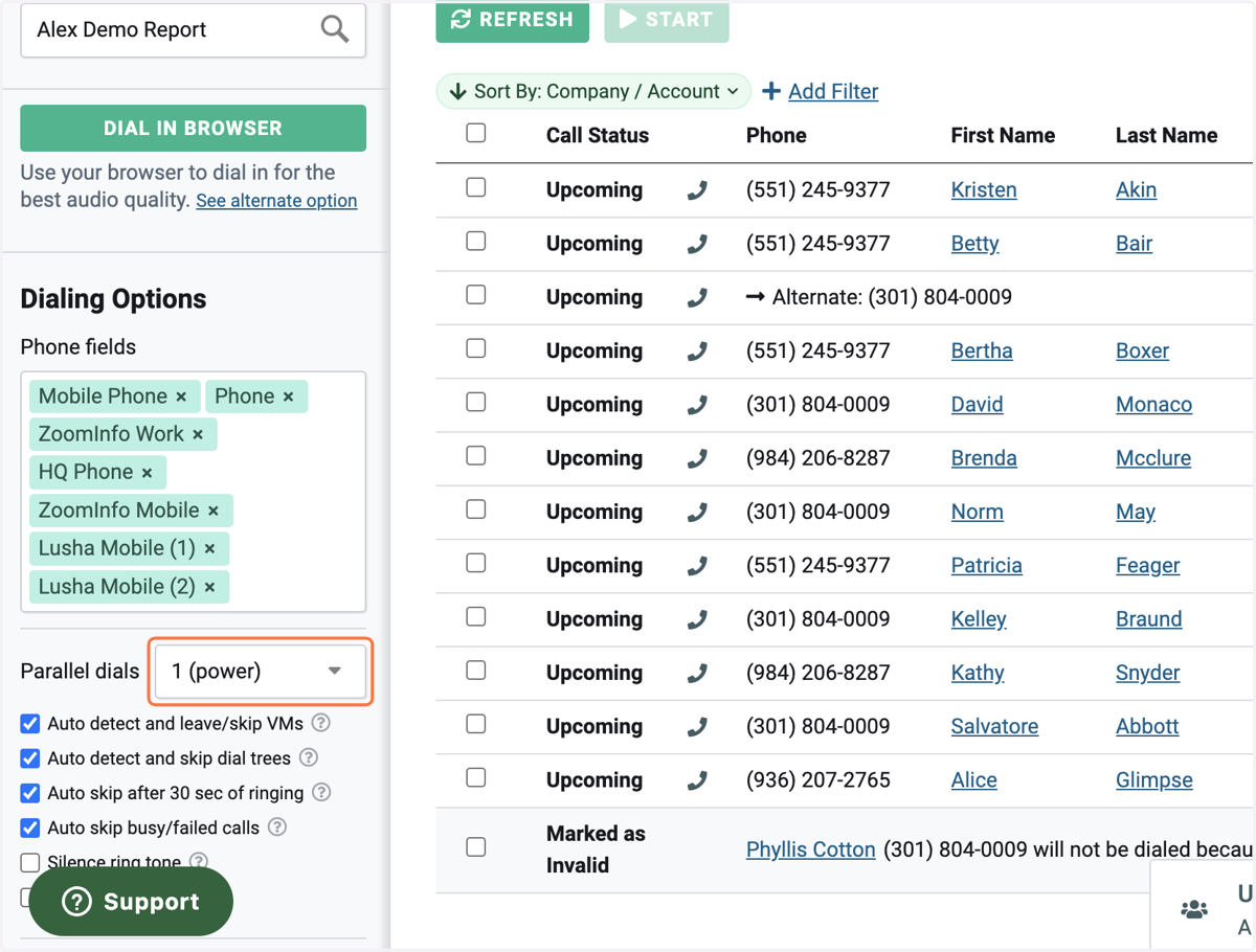 Click on Parallel Dialer drop down