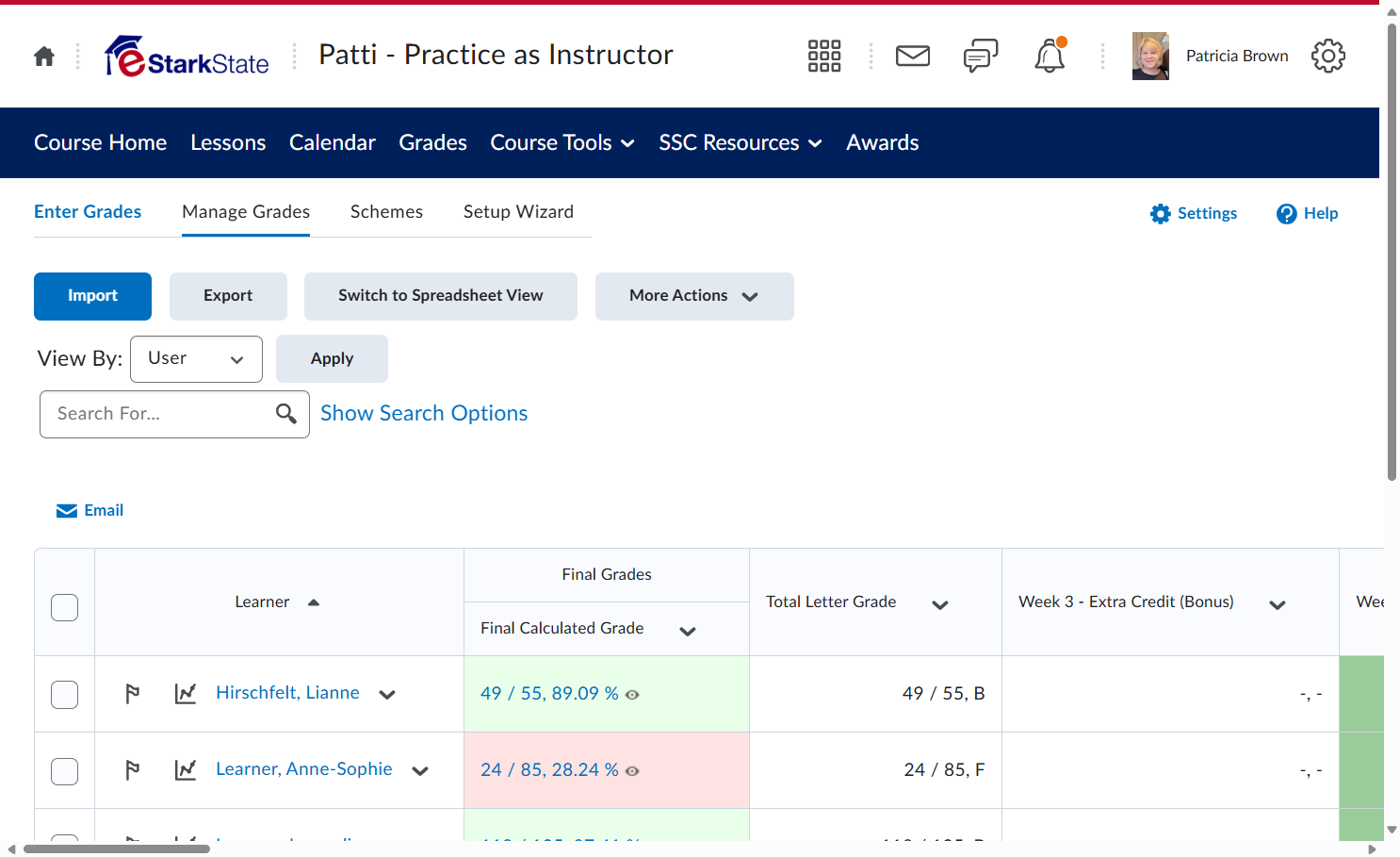 Click on Manage Grades