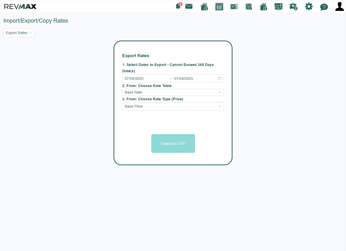 Once all filters are set, click the 'Export to CSV' button to download your data.