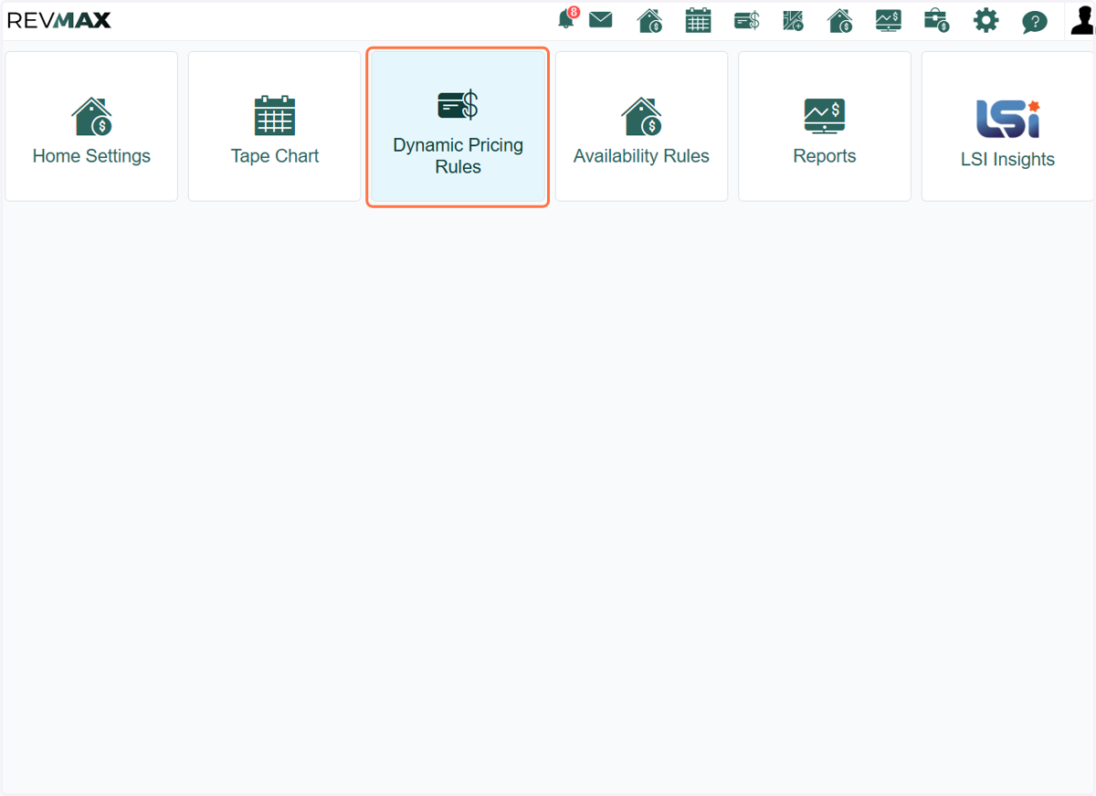 From your RevMax main page, click on the Dynamic Pricing Rules tab.
