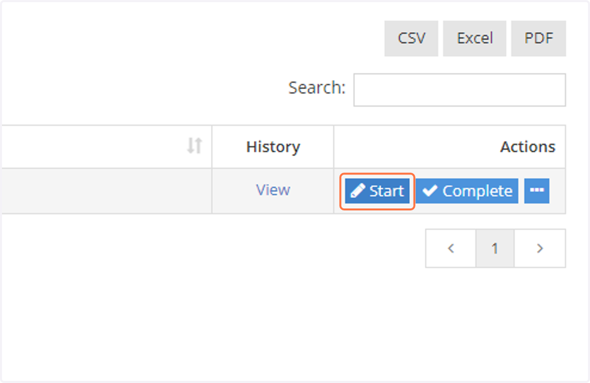 To Start Maintenance, but not finish it - Click on Start