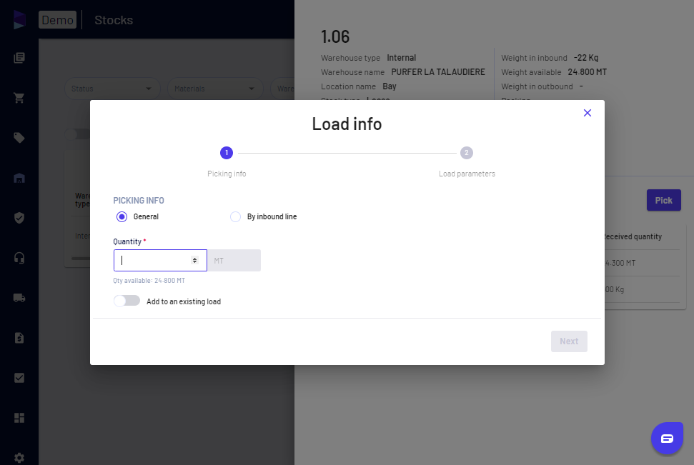 Specify the quantity and click on 'Next'