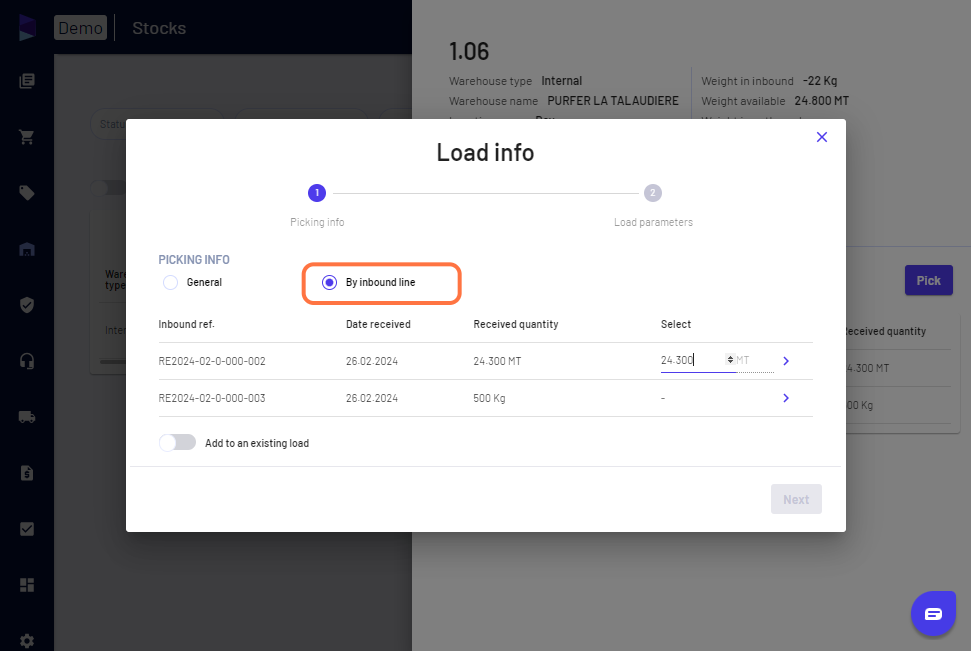 You can also record info 'By Inbound Line'