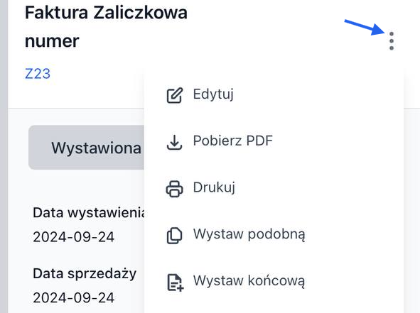 Stuknij w menu znajdujące się w prawym górnym rogu dokumentu, a następnie Wystaw końcową.