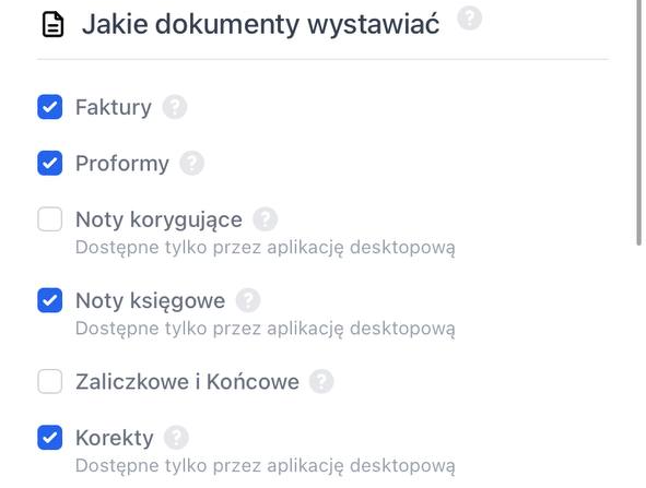 W sekcji Jakie dokumenty wystawać znajdź checkbox Zaliczkowe i Końcowe.