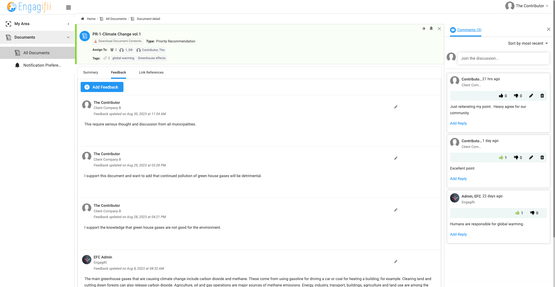 View the Comments column on the right side of the page