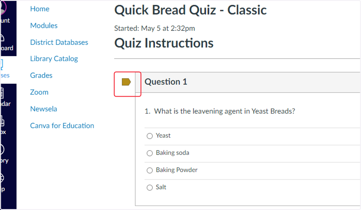 Flag icon next to question