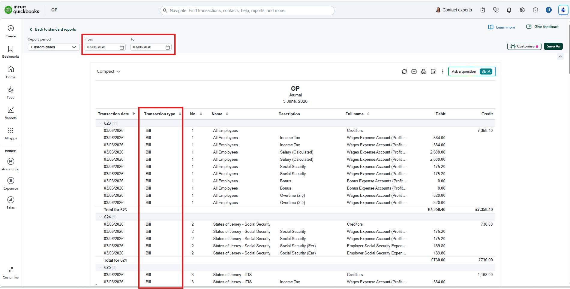 Filter by the required dates and check the relevant transaction type.