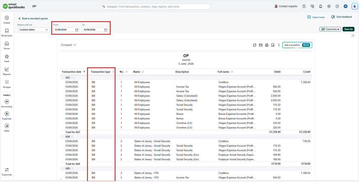 Filter by the required dates and check the relevant transaction type.