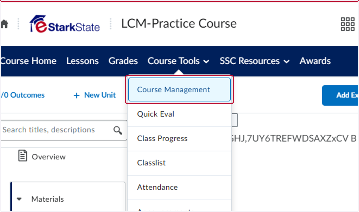 Click on Course Management