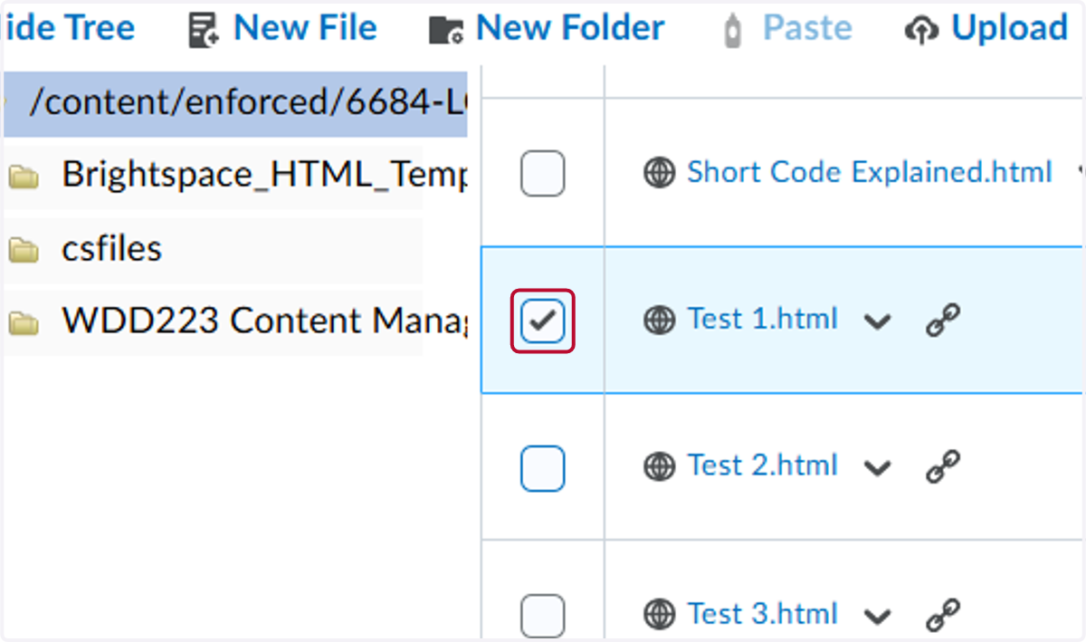 Scroll down the list of files (they are usually in alphabetic order. Click the checkbox to the left of each filename.