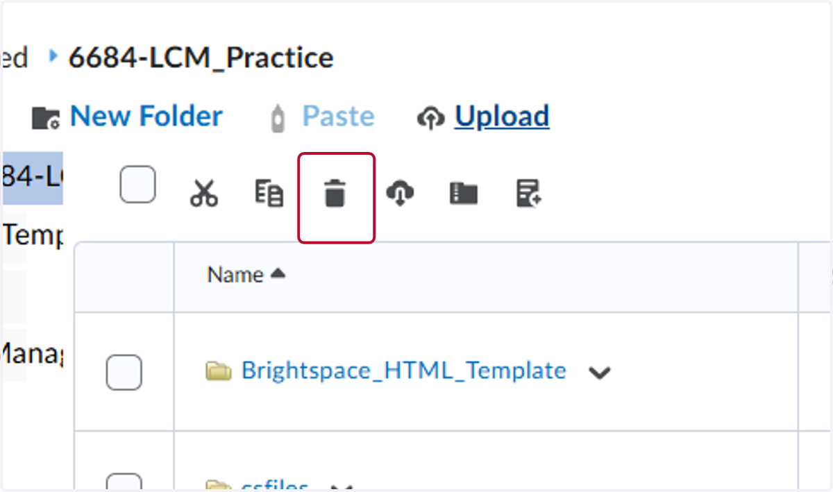 Scroll back to the top of the screen and select the trash can icon.