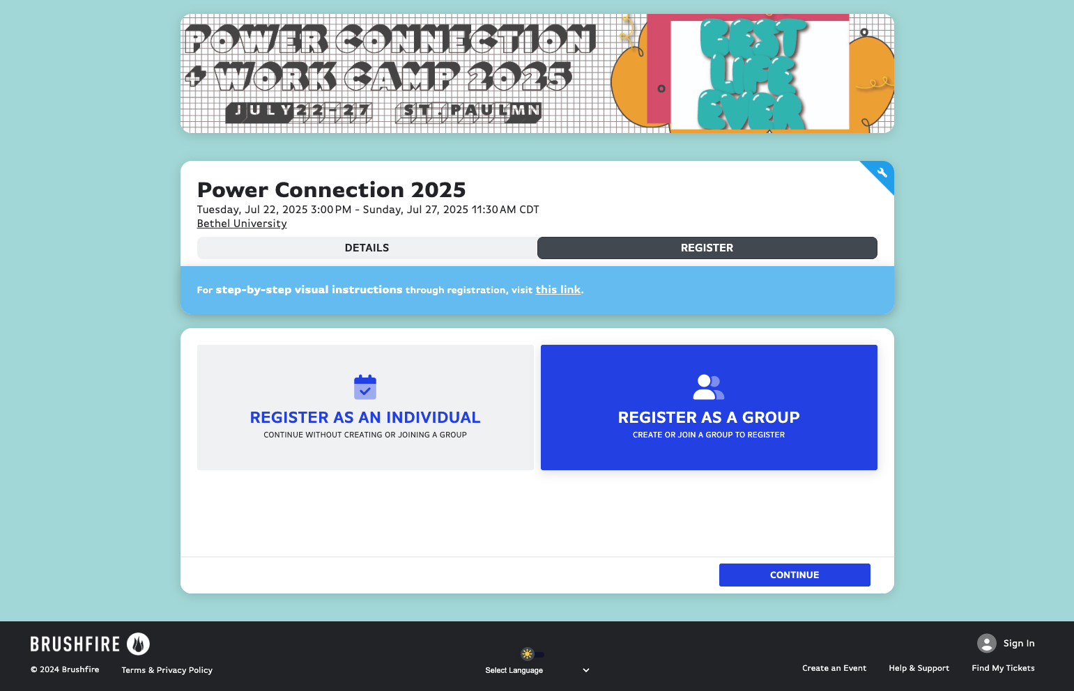 Click on CONTINUE