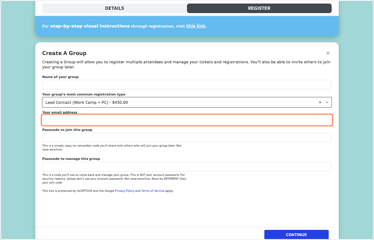 Type in your email address