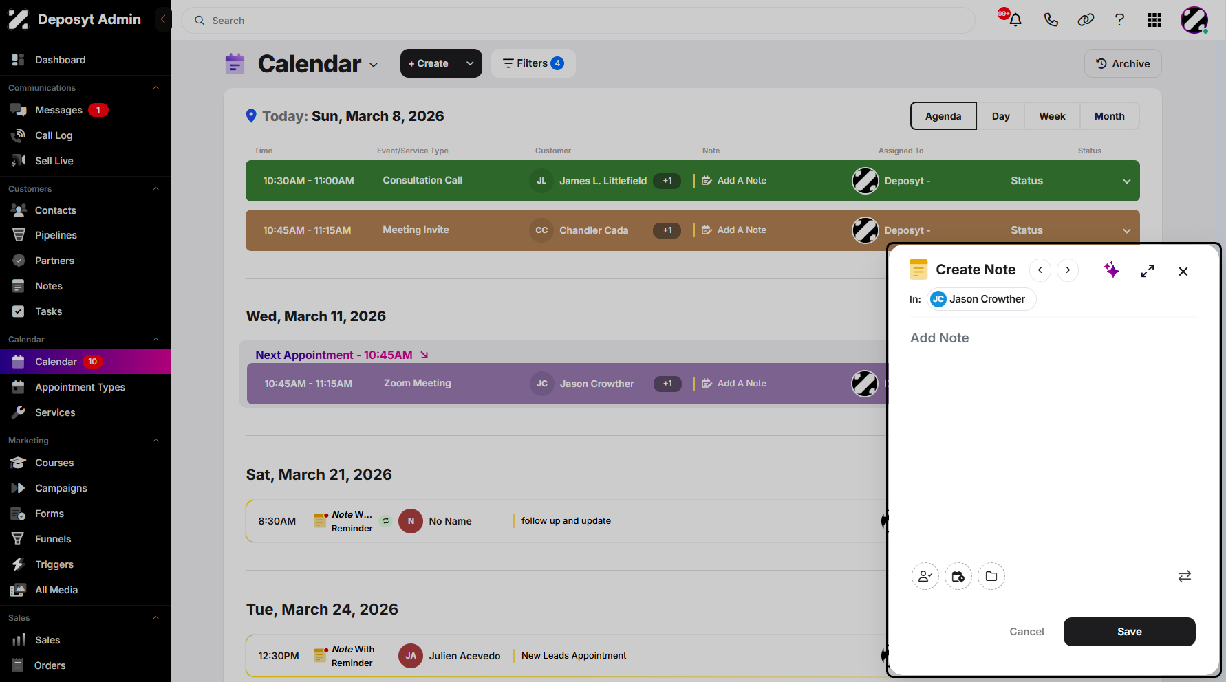 Step 4: The Notes pop-up window will appear, prompting you to configure your note before adding it.