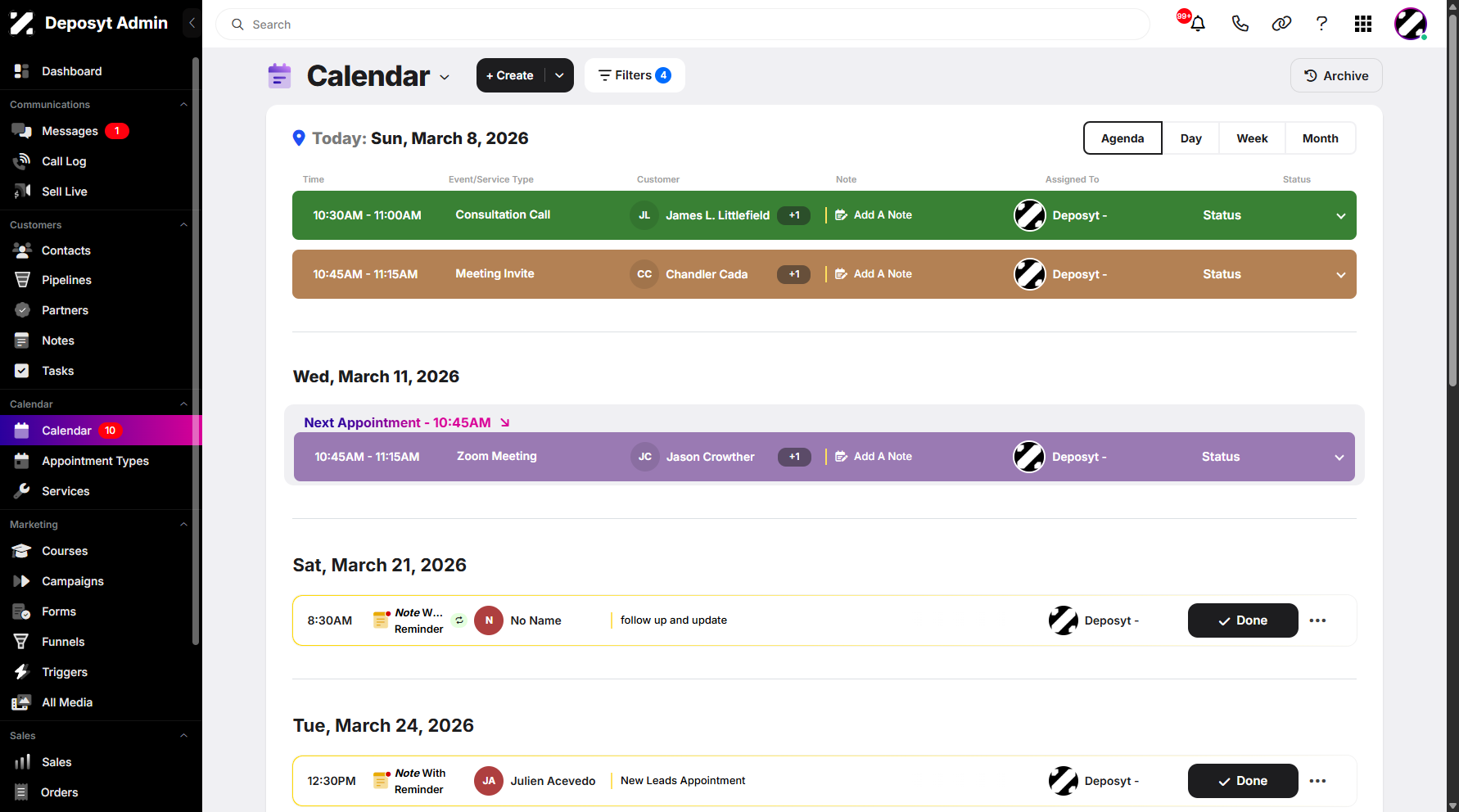Step 1: On your Dashboard, navigate to the Calendar tab under the Calendar section.