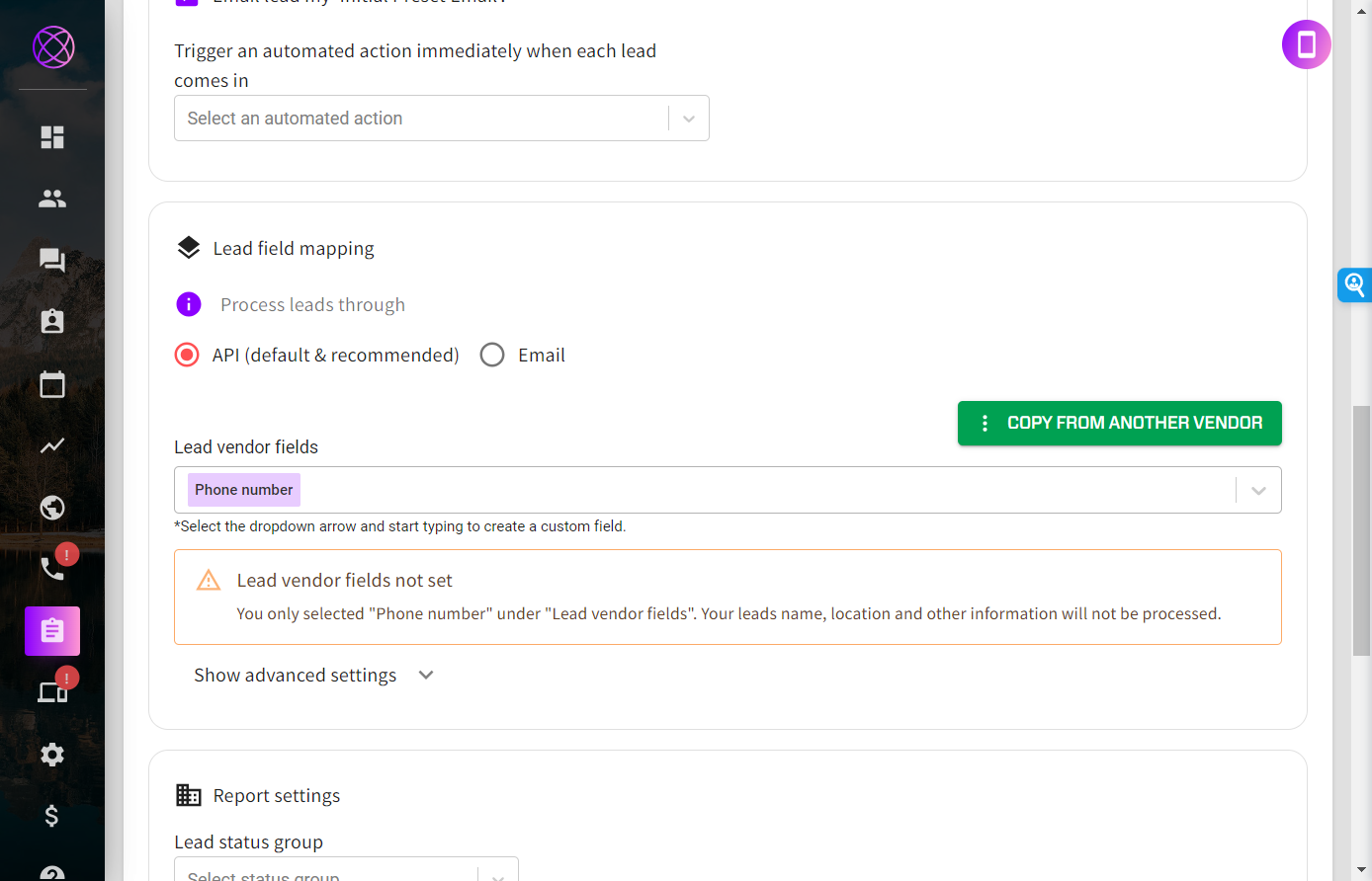 Add Every Lead Vendor Field