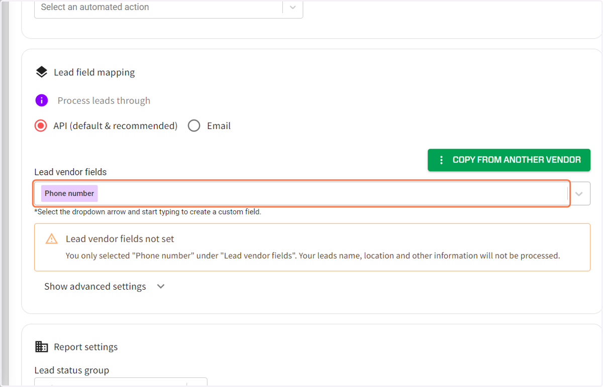 Add Every Lead Vendor Field