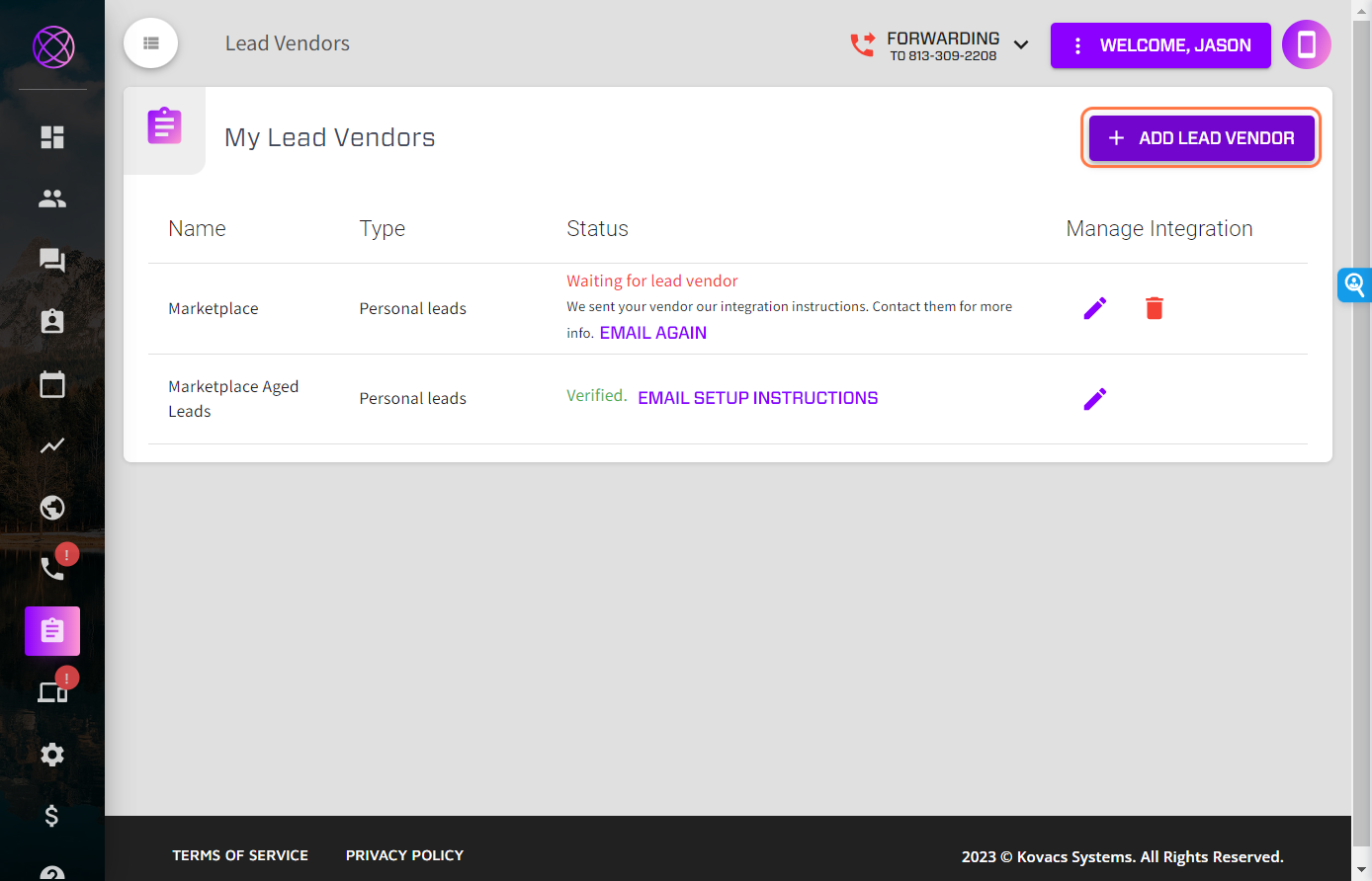 Click on ADD LEAD VENDOR