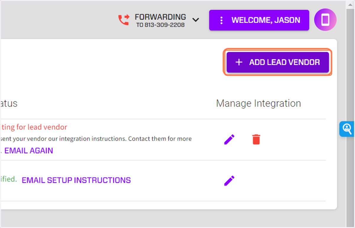 Click on ADD LEAD VENDOR