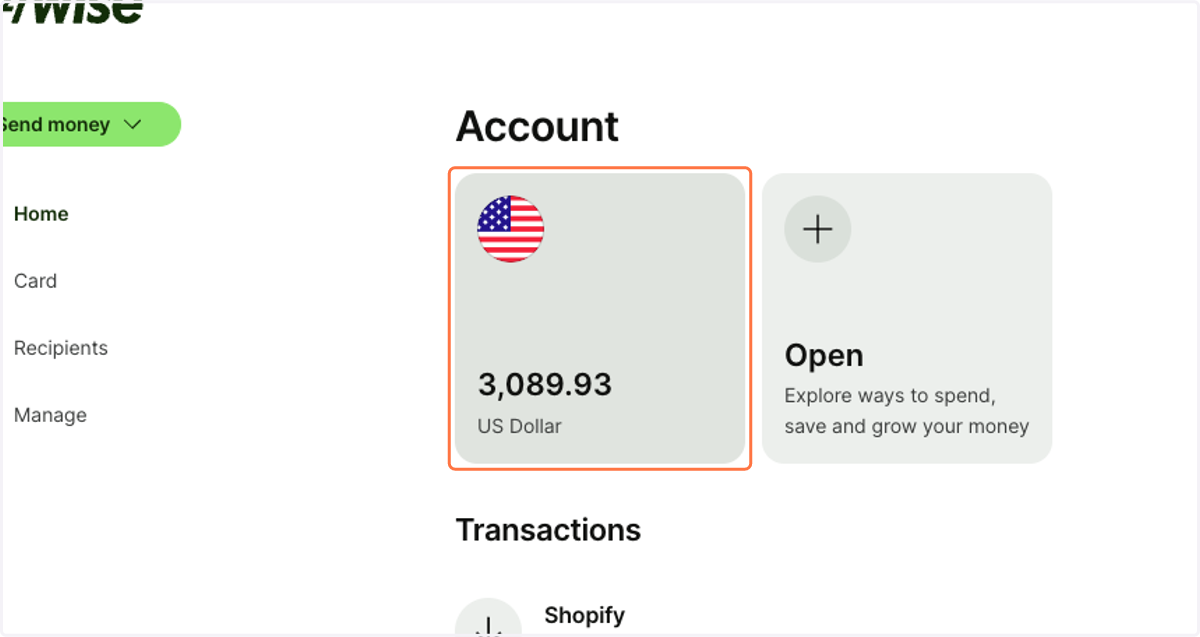 Click on Account Balance