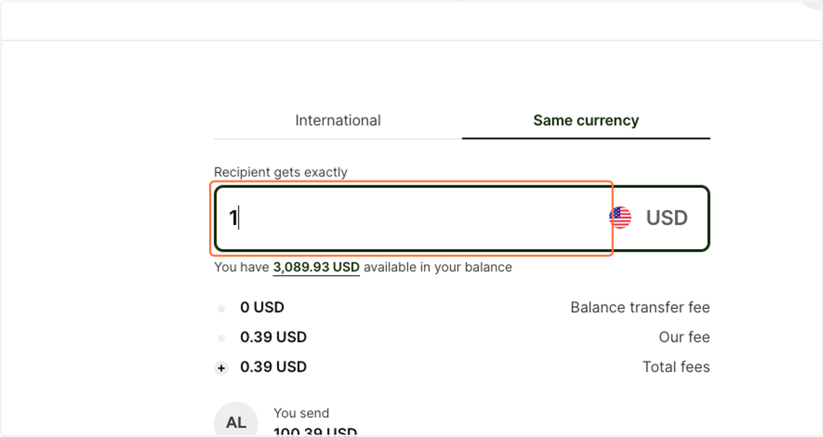 Enter Amount you Would Like to Send