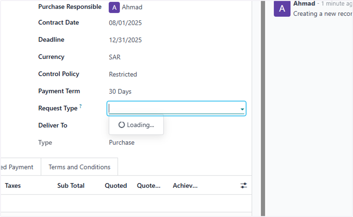 Click on Request Type?