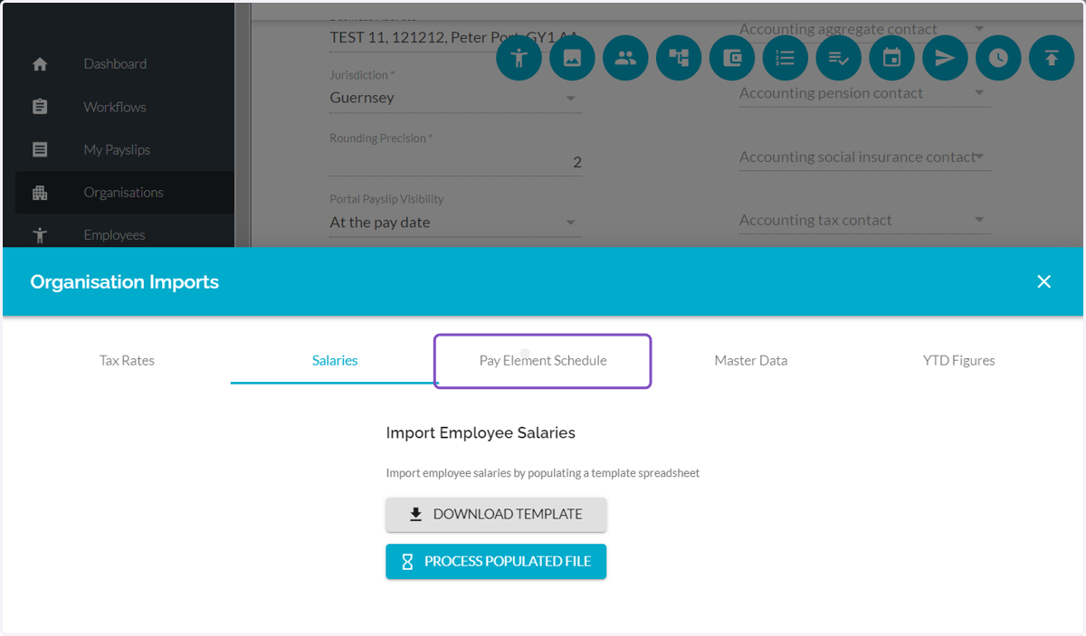 Click on Pay Element Schedule