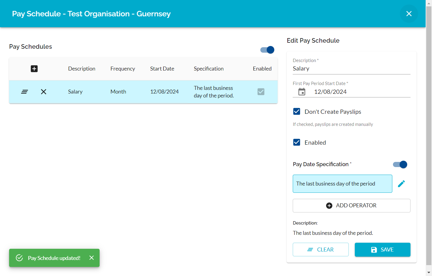Click on Pay Schedule