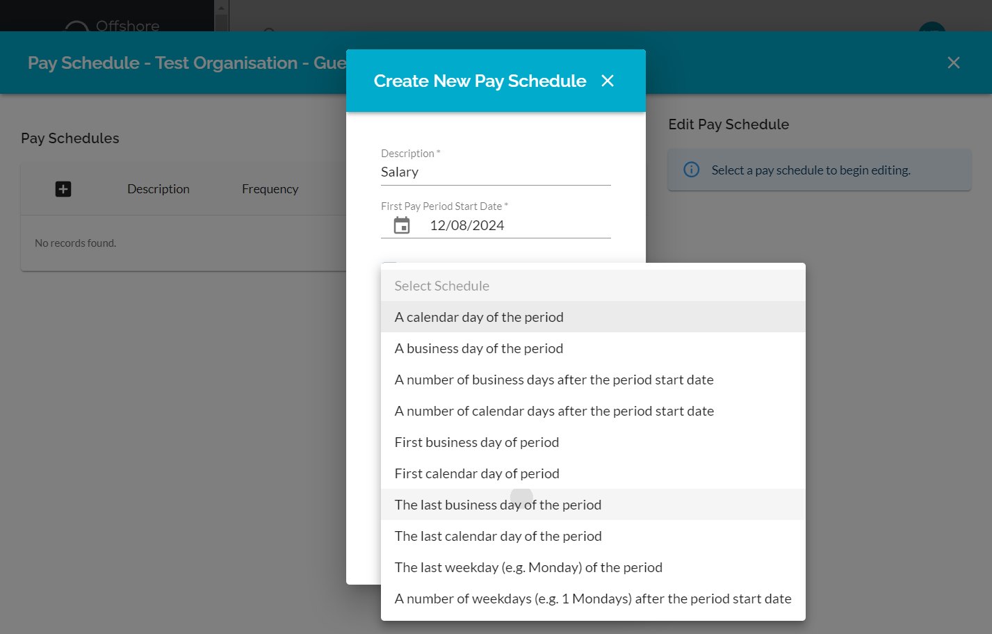 Click on Select Pay Schedule
