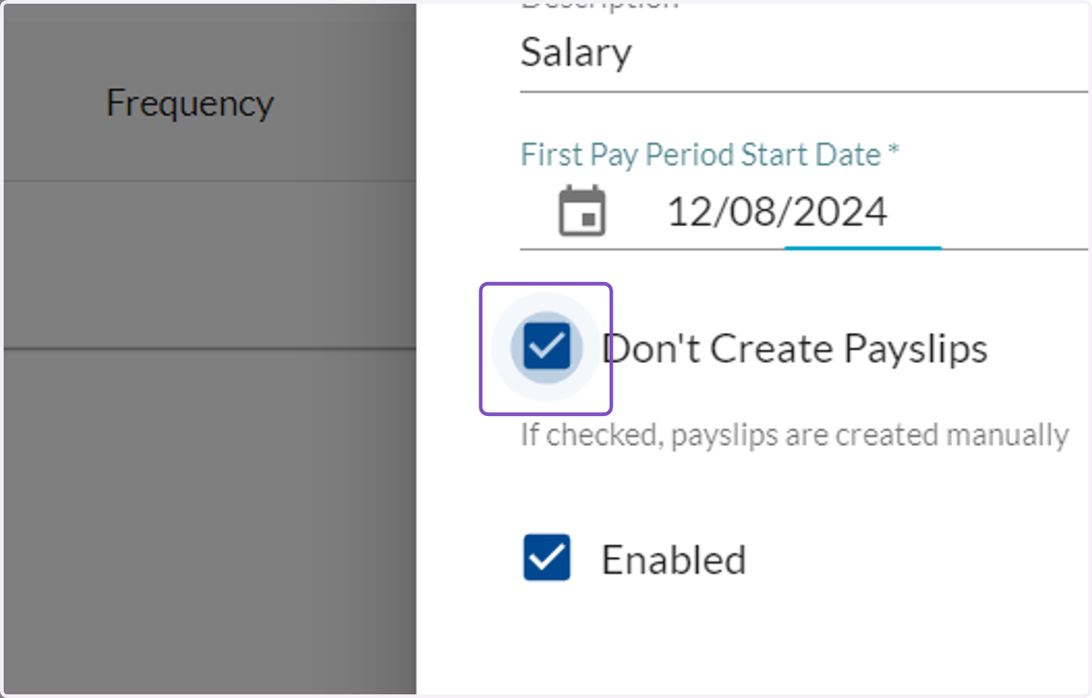 You can choose whether to Create Payslips or not by ticking the box