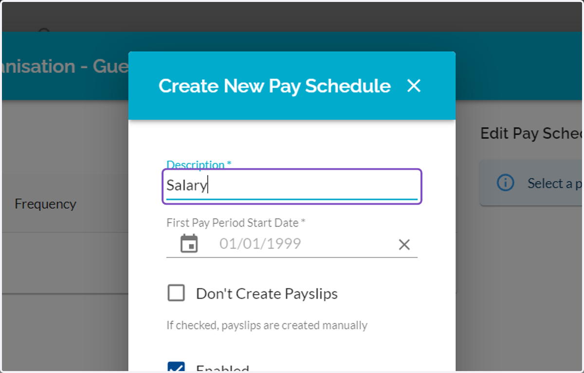 Type Pay Schedule Name