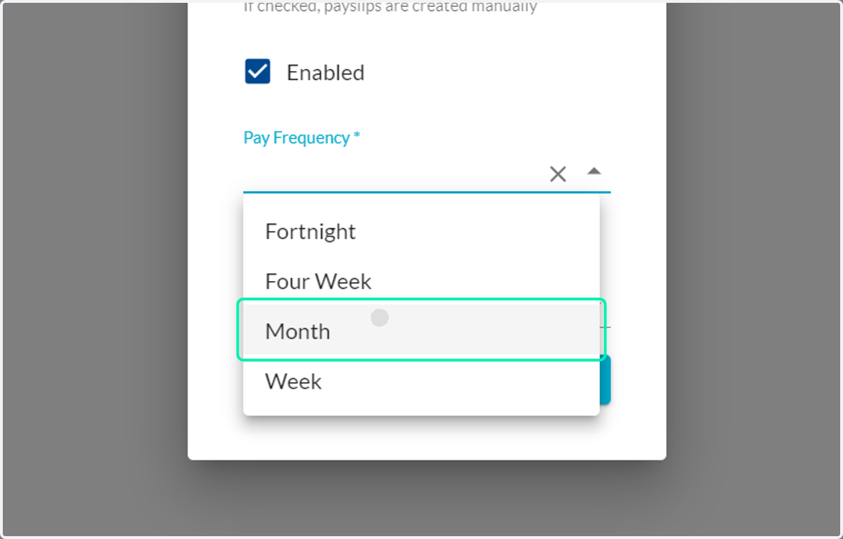Select the Pay Frequency