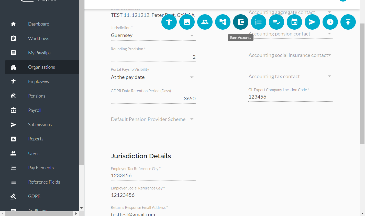 Click on Bank Accounts