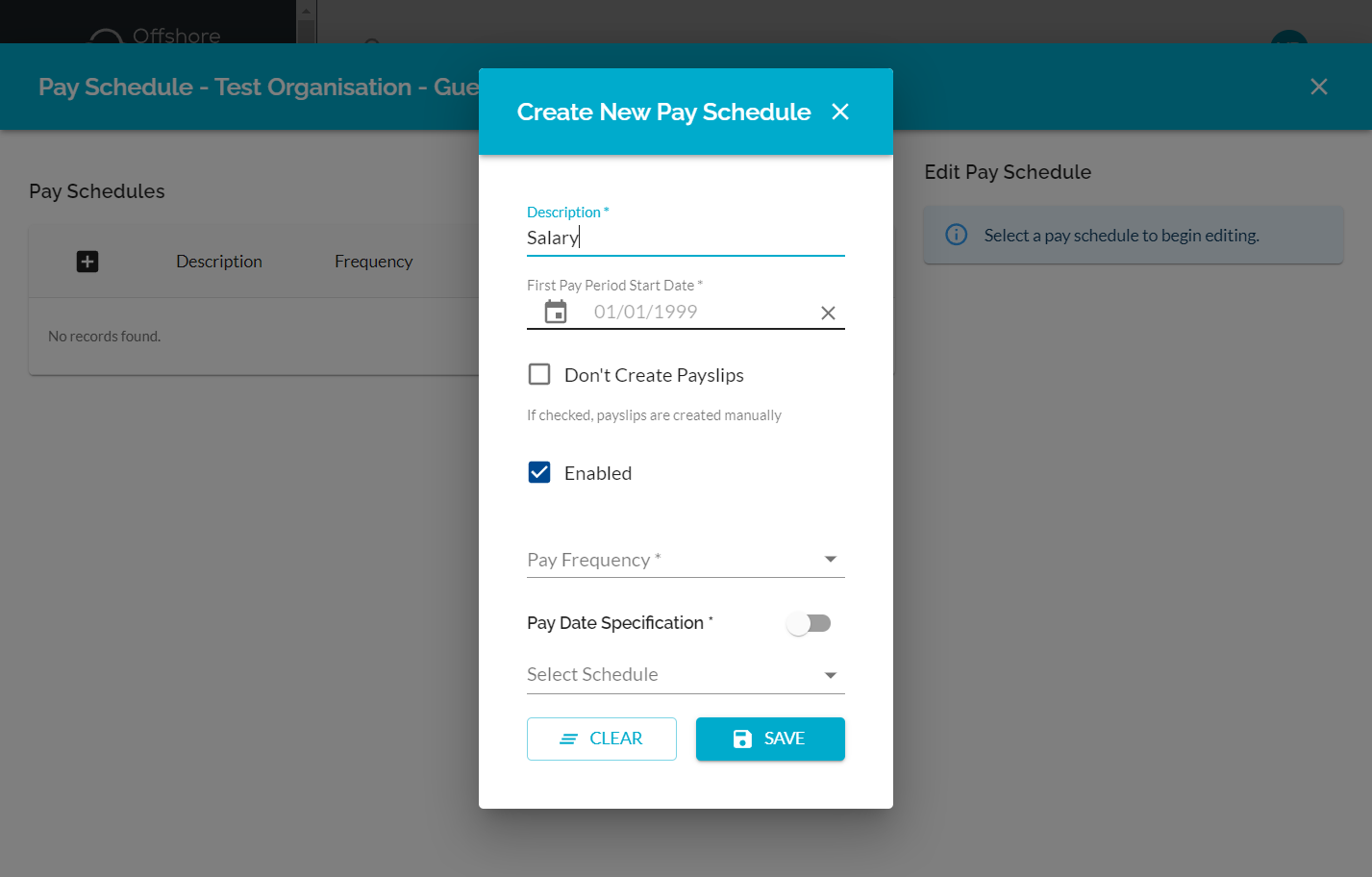 Click on Calendar Icon to select the First Pay Period Start Date (This is the pay date)