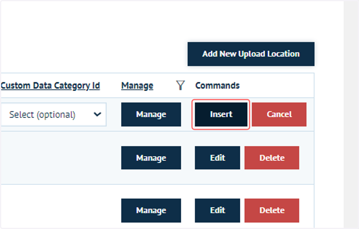 Fill in the required naming details then click on Insert