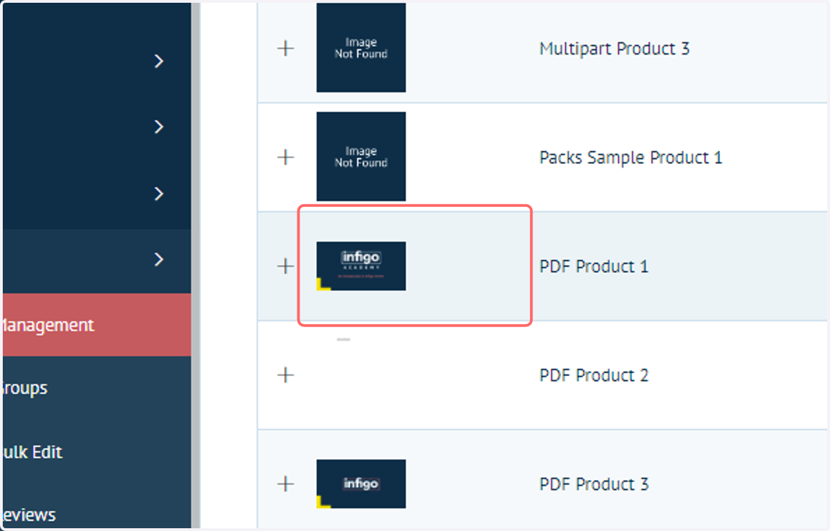 Once completed, we see the PDFs are now in use on the updated / newly created products
